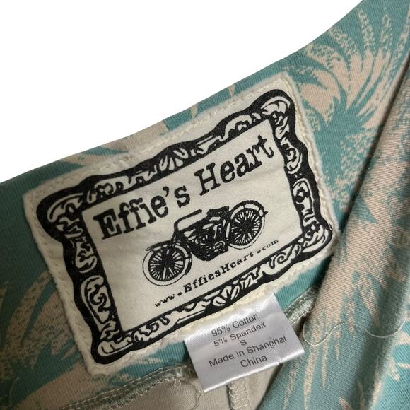 Effie's Heart Pleated Retro Floral Skirt in Seafom -Cotton- Pockets Small (2913) - Picture 2 of 4